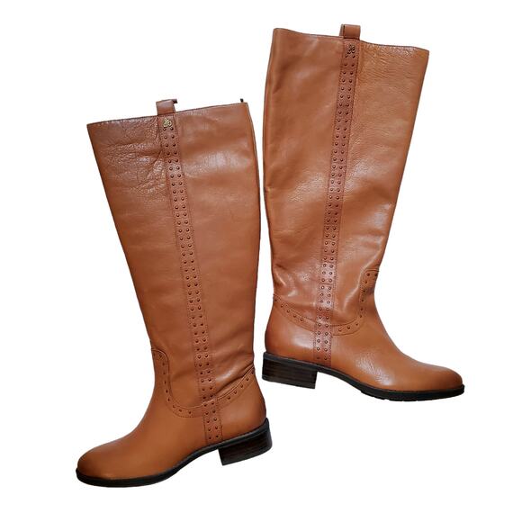 NEW Sam Edelman Prina 2 Leather Tall Boots Whiskey Size 6M WC Wide Calf - Picture 2 of 11